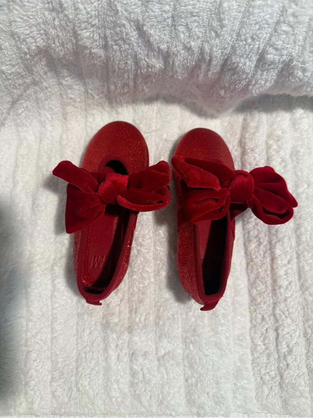 H&M Red Glitter Bow Baby Ballet Flats